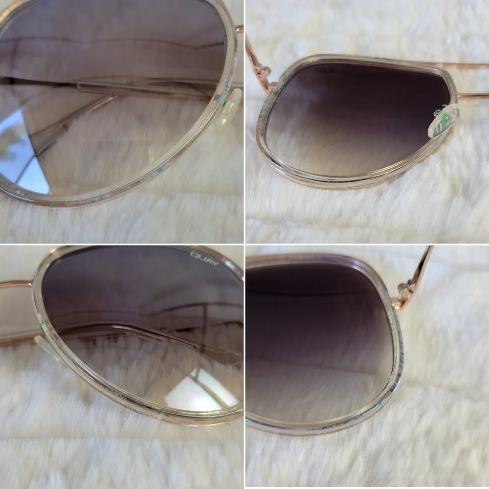 024 Quay Australia Aviator Sunglasses in Gold with Brown Gradient Lenses